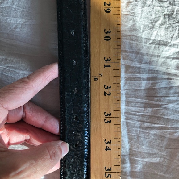 Vintage 90s Kleinberg Sherrill American Black exoticAlligator Gold Buckle Belt M - Picture 10 of 11